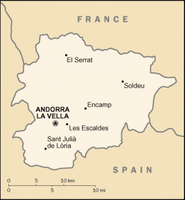 Mapa Político Pequeña Escala de Andorra