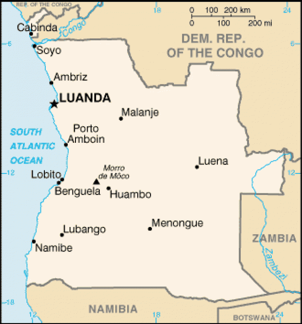 Mapa Político Pequeña Escala de Angola