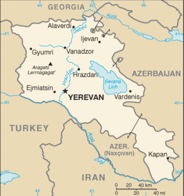 Mapa Politico Pequeña Escala de Armenia