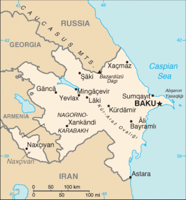 Mapa Politico Pequeña Escala de Azerbaiyán
