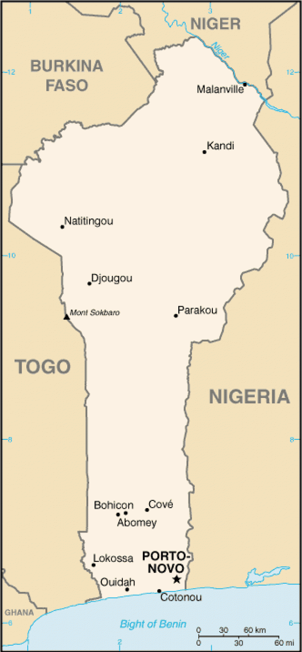 Mapa Político Pequeña Escala de Benín