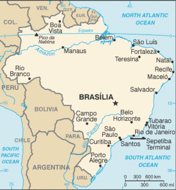 Mapa Político Pequeña Escala de Brasil
