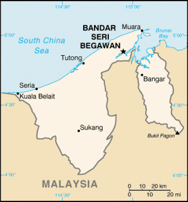 Mapa Politico Pequeña Escala de Brunéi