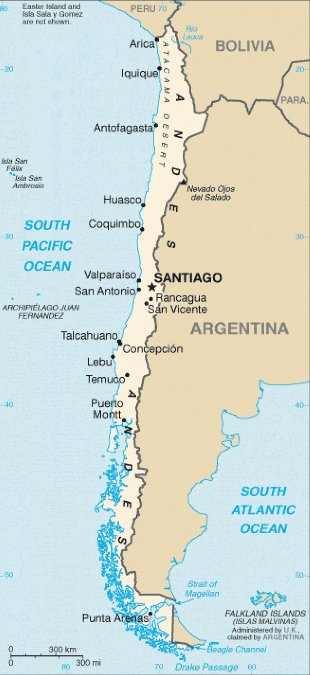 Mapa Político Pequeña Escala de Chile
