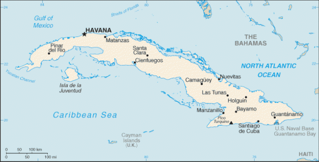 Mapa Político Pequeña Escala de Cuba