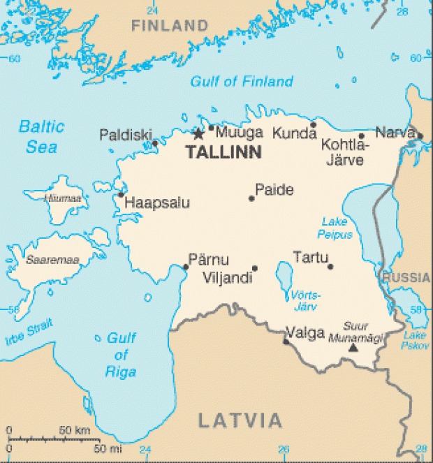 Mapa Politico Pequeña Escala de Estonia