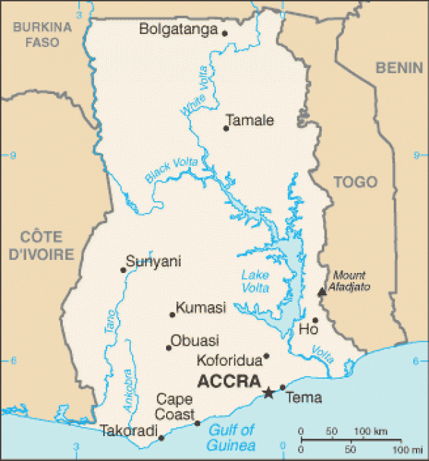 Mapa Político Pequeña Escala de Ghana