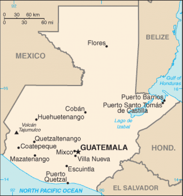 Mapa Político Pequeña Escala de Guatemala