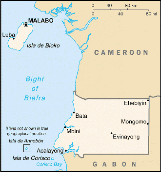 Mapa Político Pequeña Escala de Guinea Ecuatorial
