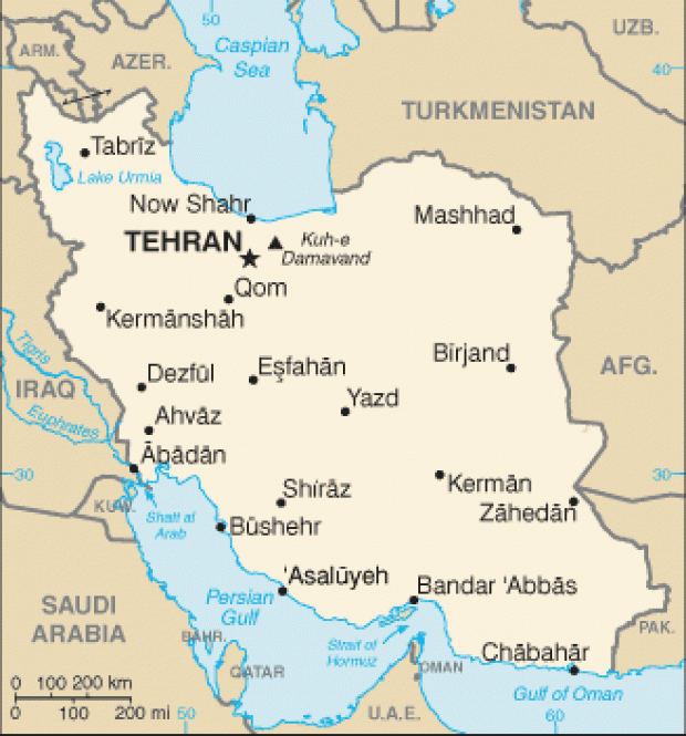 Mapa Politico Pequeña Escala de Irán