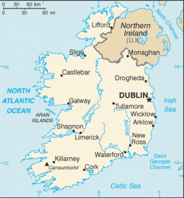 Mapa Politico Pequeña Escala de Irlanda