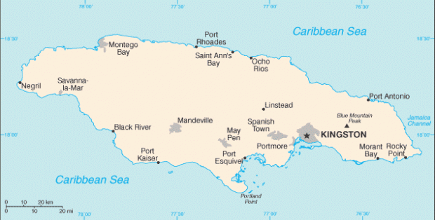 Mapa Político Pequeña Escala de Jamaica
