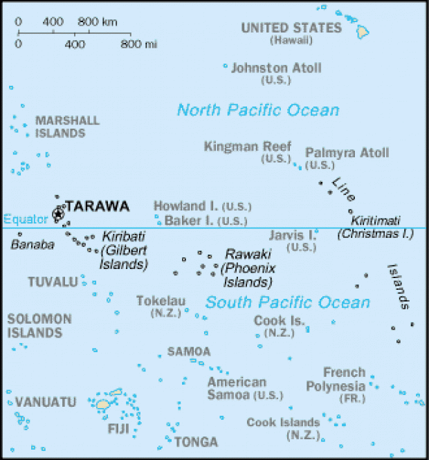 Mapa Político Pequeña Escala de Kiribati