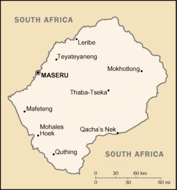 Mapa Político Pequeña Escala de Lesoto