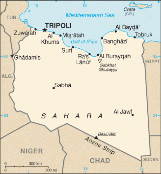 Mapa Politico Pequeña Escala de Libia
