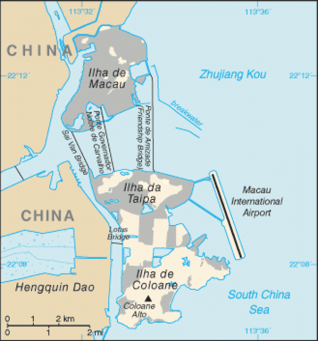 Mapa Politico Pequeña Escala de Macao