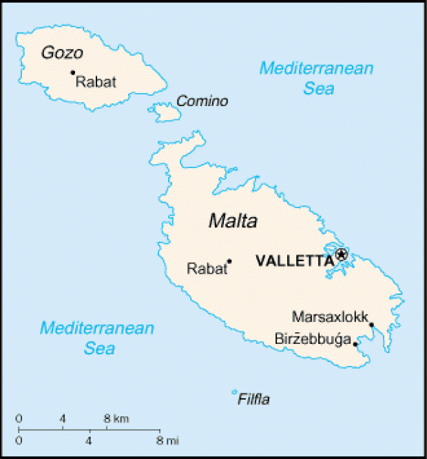 Mapa Político Pequeña Escala de Malta
