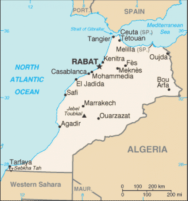 Mapa Político Pequeña Escala de Marruecos