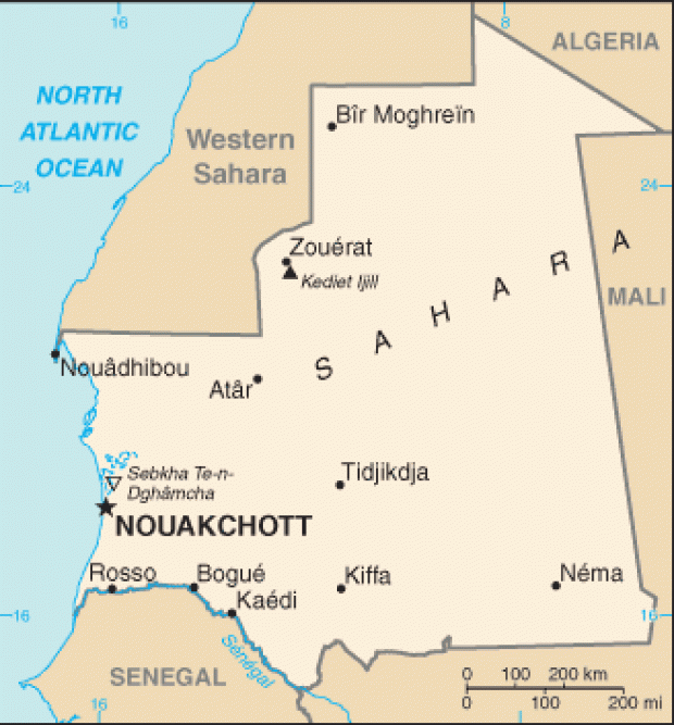 Mapa Político Pequeña Escala de Mauritania