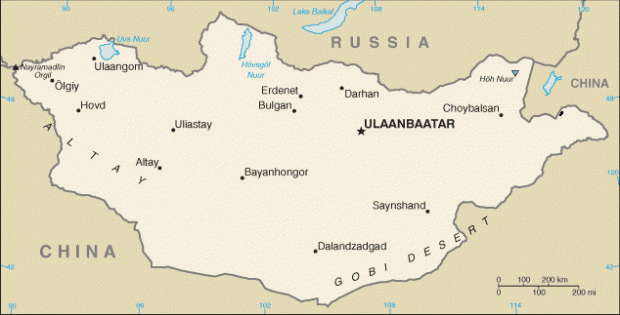 Mapa Politico Pequeña Escala de Mongolia