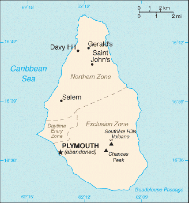 Mapa Político Pequeña Escala de Montserrat