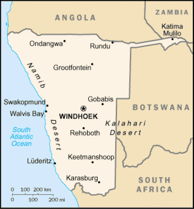 Mapa Político Pequeña Escala de Namibia