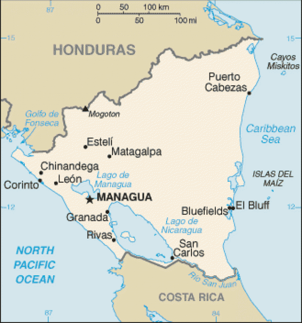 Mapa Político Pequeña Escala de Nicaragua