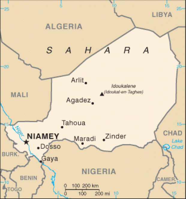 Mapa Político Pequeña Escala de Níger