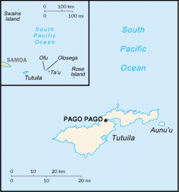 Mapa Politico Pequeña Escala de Samoa Americana