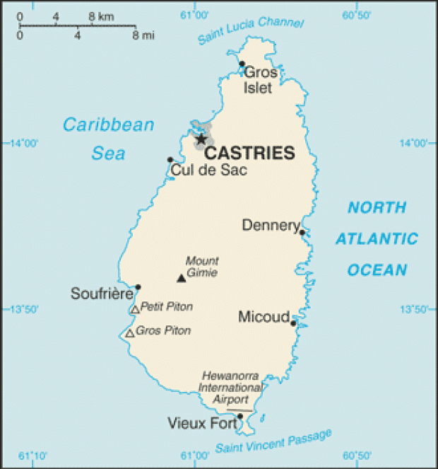 Mapa Político Pequeña Escala de Santa Lucía