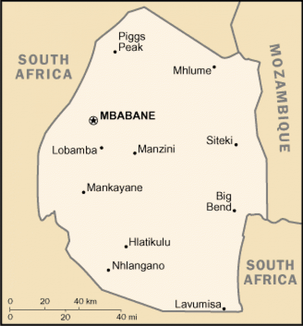 Mapa Político Pequeña Escala de Suazilandia