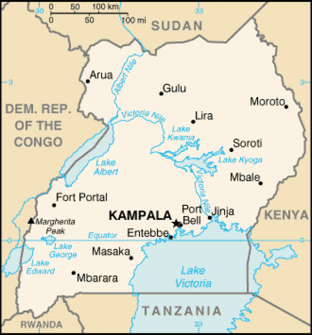 Mapa Político Pequeña Escala de Uganda