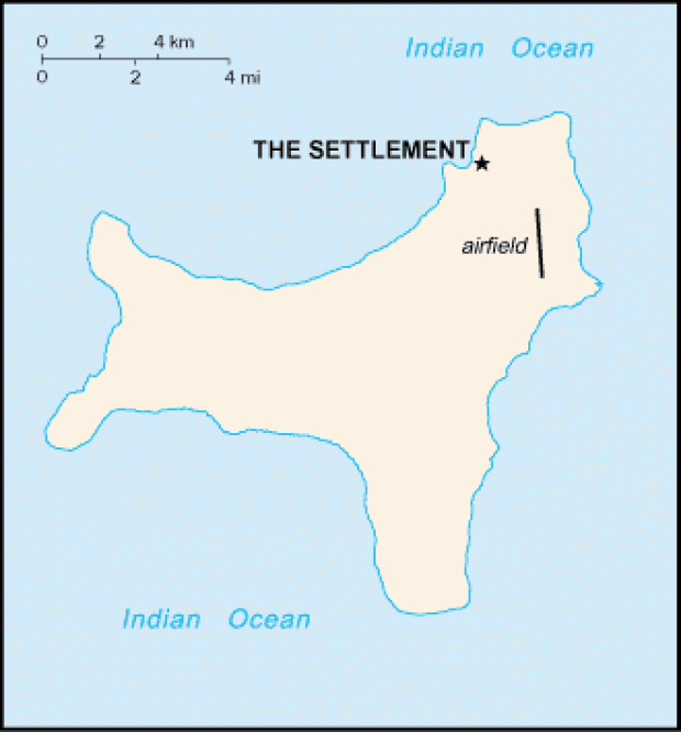 Mapa Político Pequeña Escala de la Isla de Navidad, Océano Índico, Australia