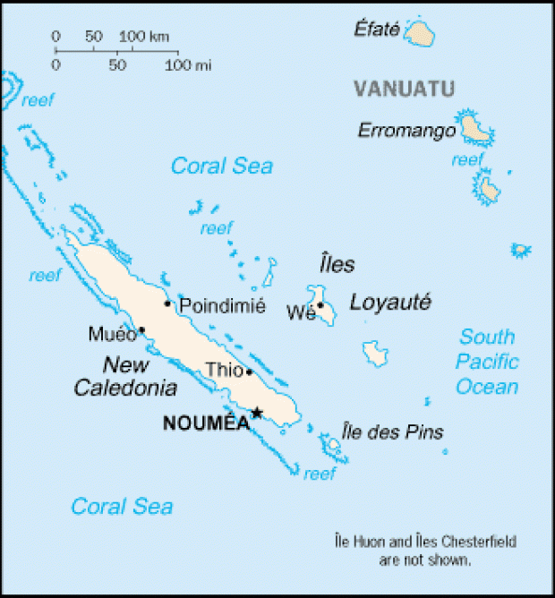 Mapa Politico Pequeña Escala de la Nueva Caledonia