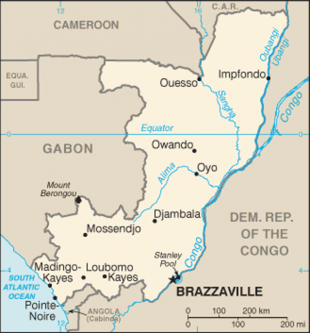 Mapa Político Pequeña Escala de la República del Congo