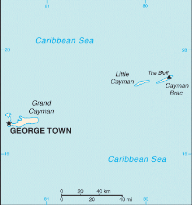 Mapa Político Pequeña Escala de las Islas Caimán