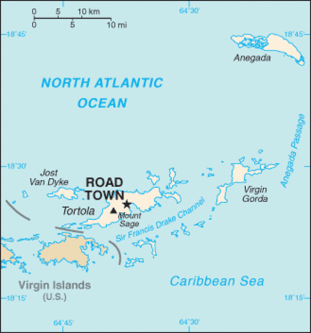 Mapa Político Pequeña Escala de las Islas Vírgenes Británicas