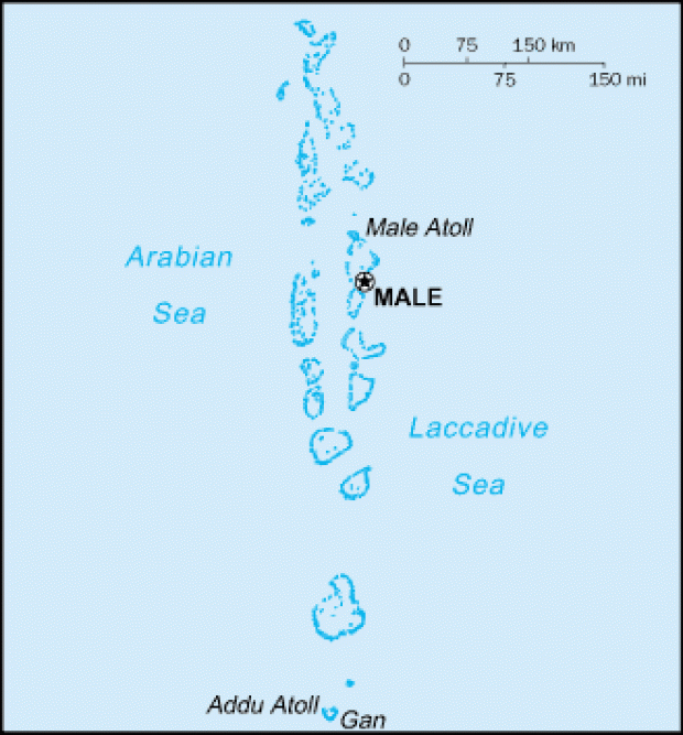 Mapa Politico Pequeña Escala de las Maldivas