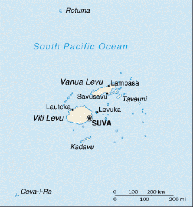 Mapa Político Pequeña Escala de las las Islas Fiyi
