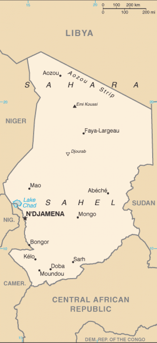 Mapa Politico Pequeña Escala del Chad