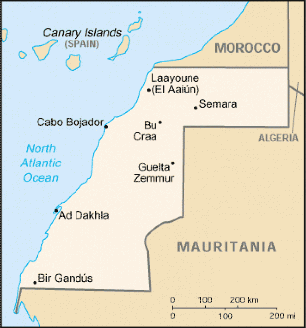 Mapa Político Pequeña Escala del Sahara Occidental