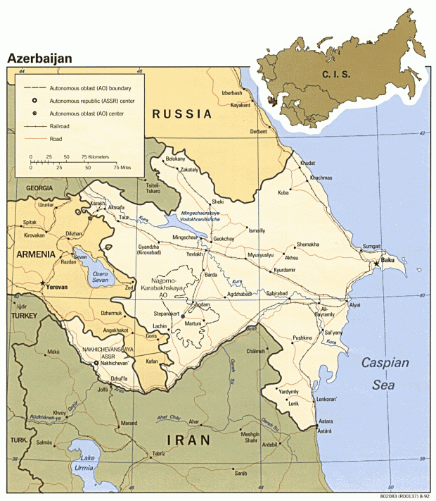 Mapa Politico de Azerbaiyán