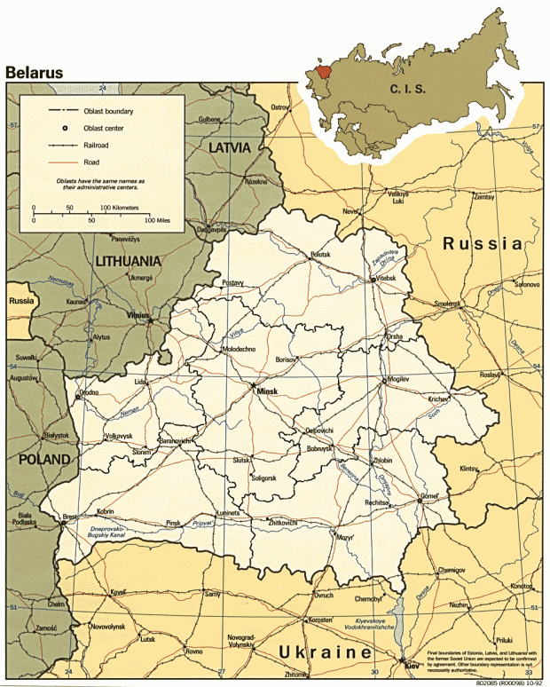 Mapa Politico de Bielorrusia