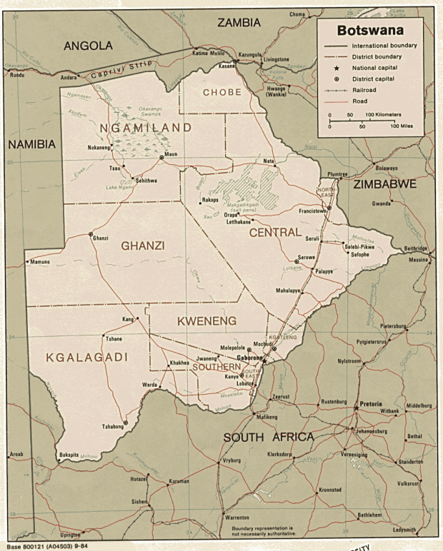 Mapa Politico de Botsuana