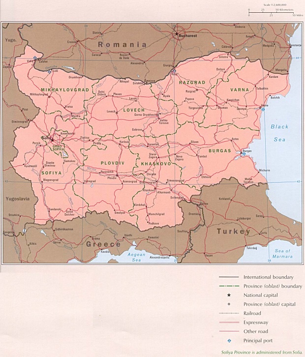 Mapa Politico de Bulgaria