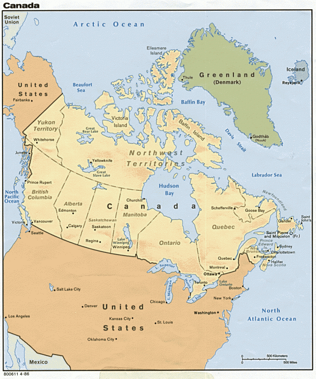 Mapa Político de Canadá