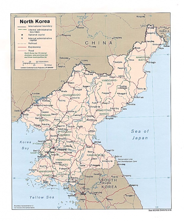 Mapa Politico de Corea del Norte
