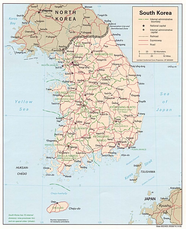 Mapa Politico de Corea del Sur