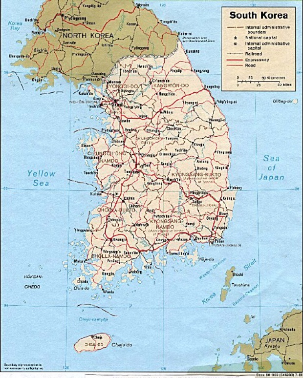 Mapa Politico de Corea del Sur