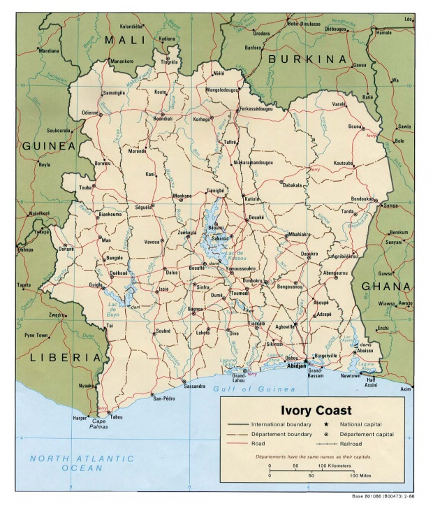 Mapa Politico de Côte d'Ivoire